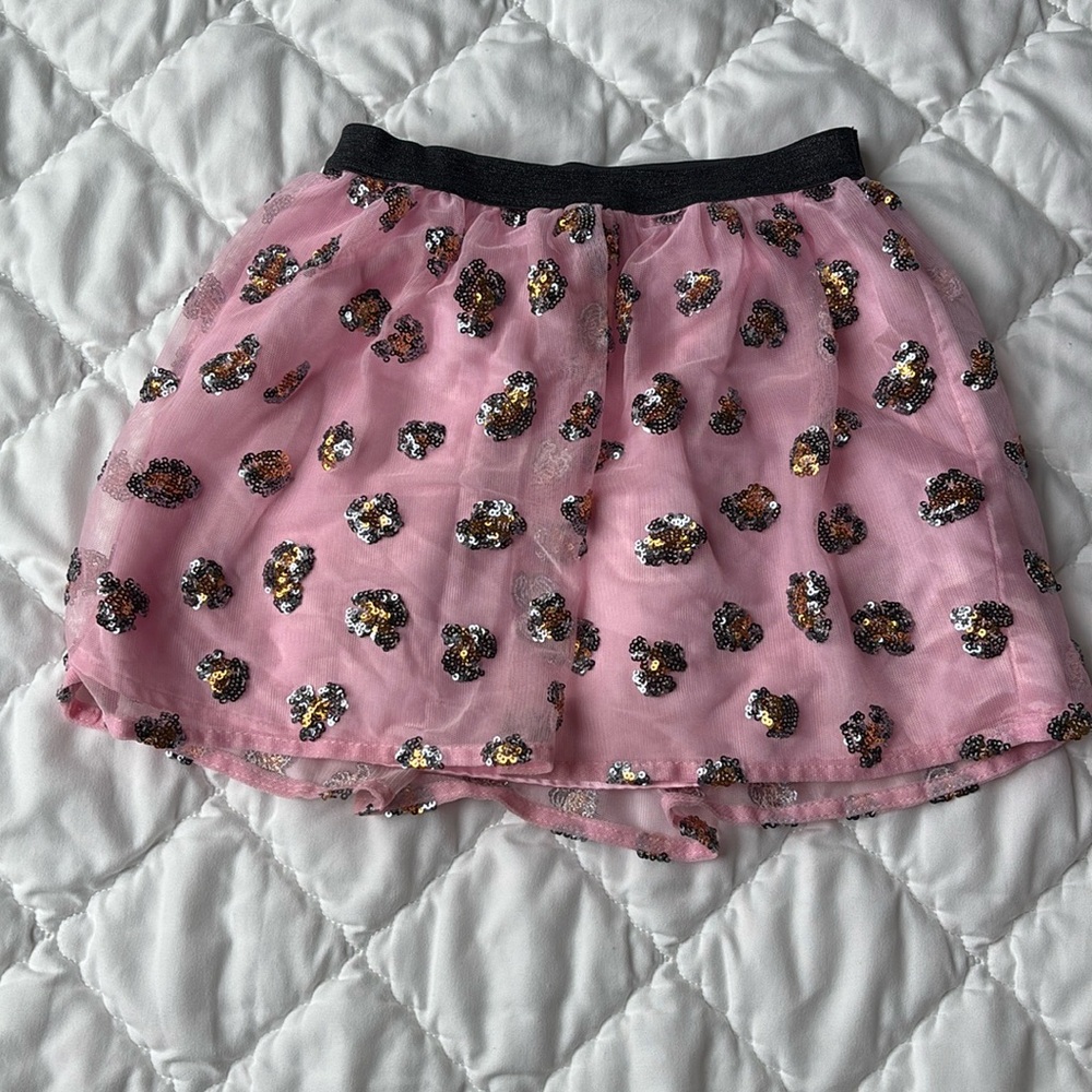 Cat and jack pink leopards sequins skirt, 4-5t